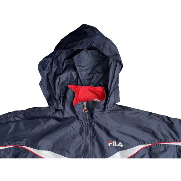 FILA Womens Windbreaker Jacket Medium 90s Retro Y2K Red White Blue Lined Pockets - Picture 5 of 12